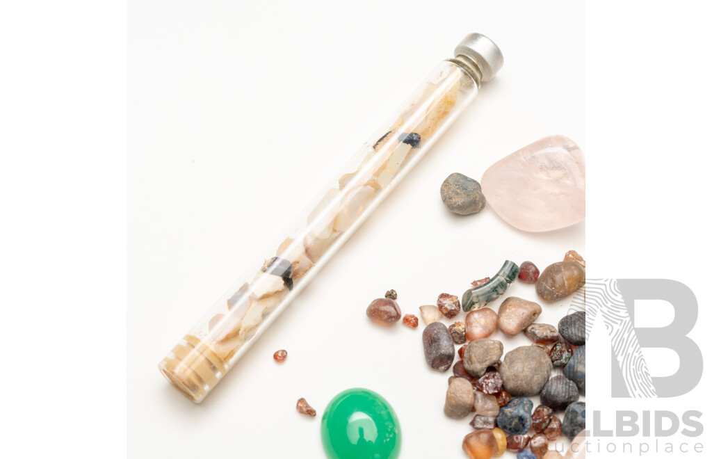 Small Packet of Mixed Gemstones Including Australian Crystal Opal & Rose Quartz
