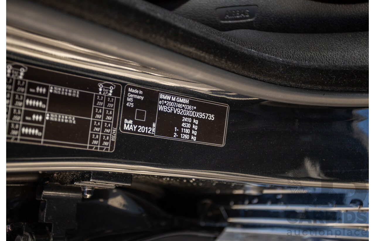 7/2012 BMW M5 F10 MY12 4d Sedan Sapphire Black Metallic Twin Turbo V8 4.4L