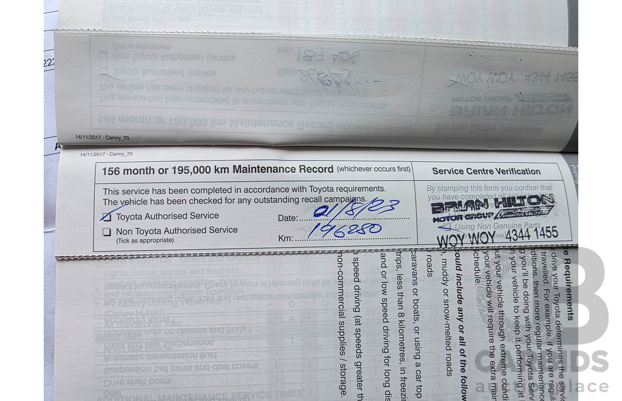 08/2018 Toyota Camry Ascent ASV70R 4D Sedan Dark Blue Mica 2.5L