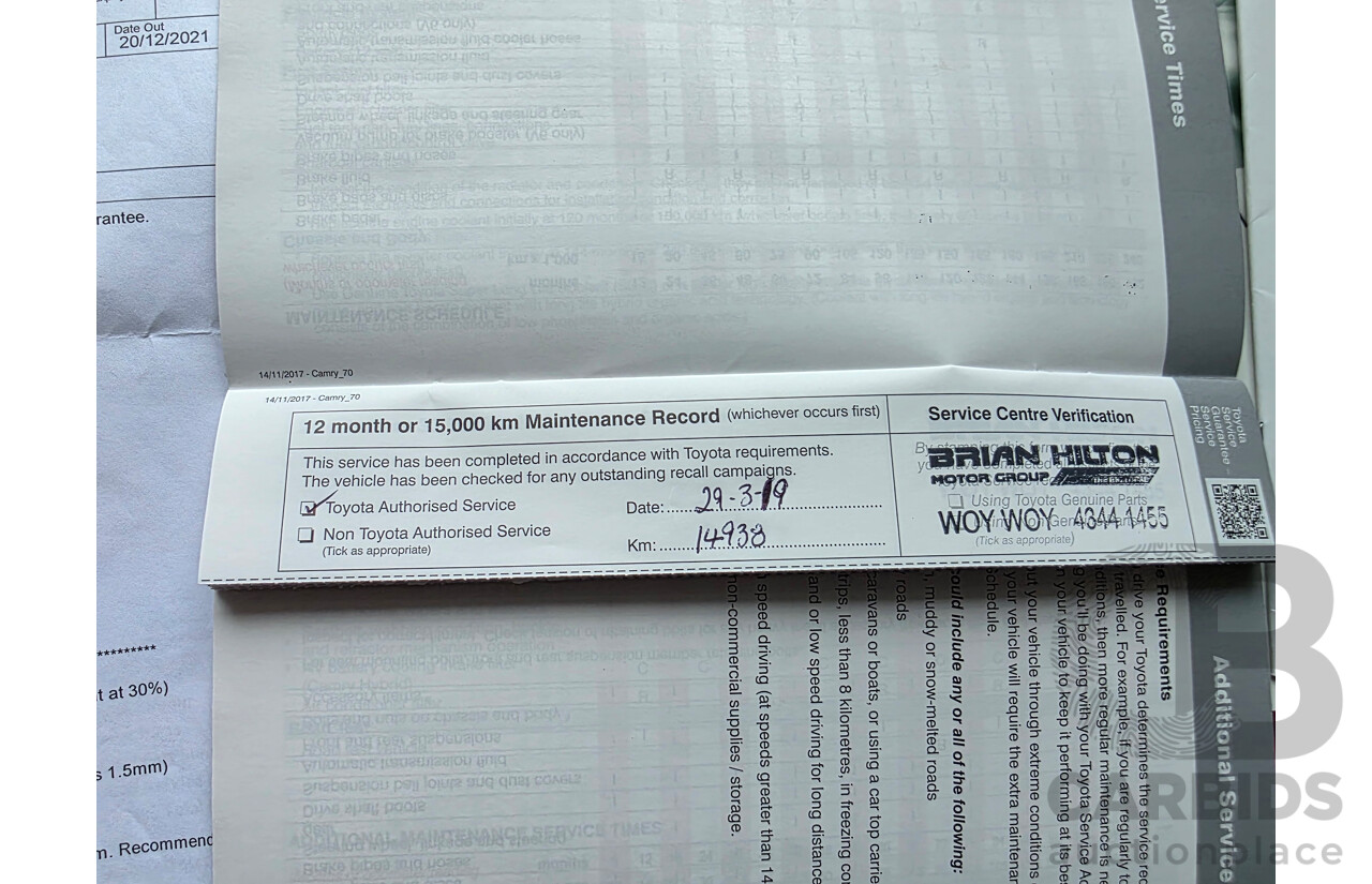 08/2018 Toyota Camry Ascent ASV70R 4D Sedan Dark Blue Mica 2.5L