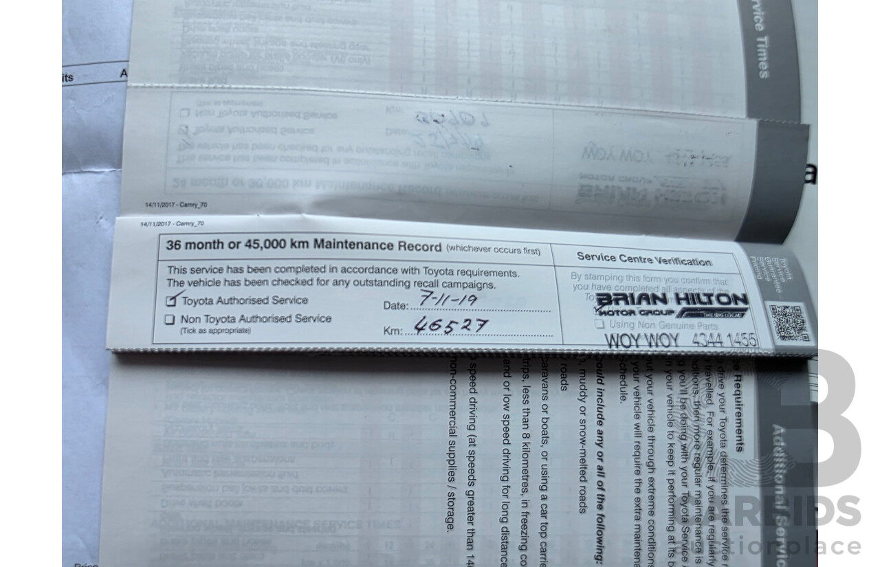 08/2018 Toyota Camry Ascent ASV70R 4D Sedan Dark Blue Mica 2.5L