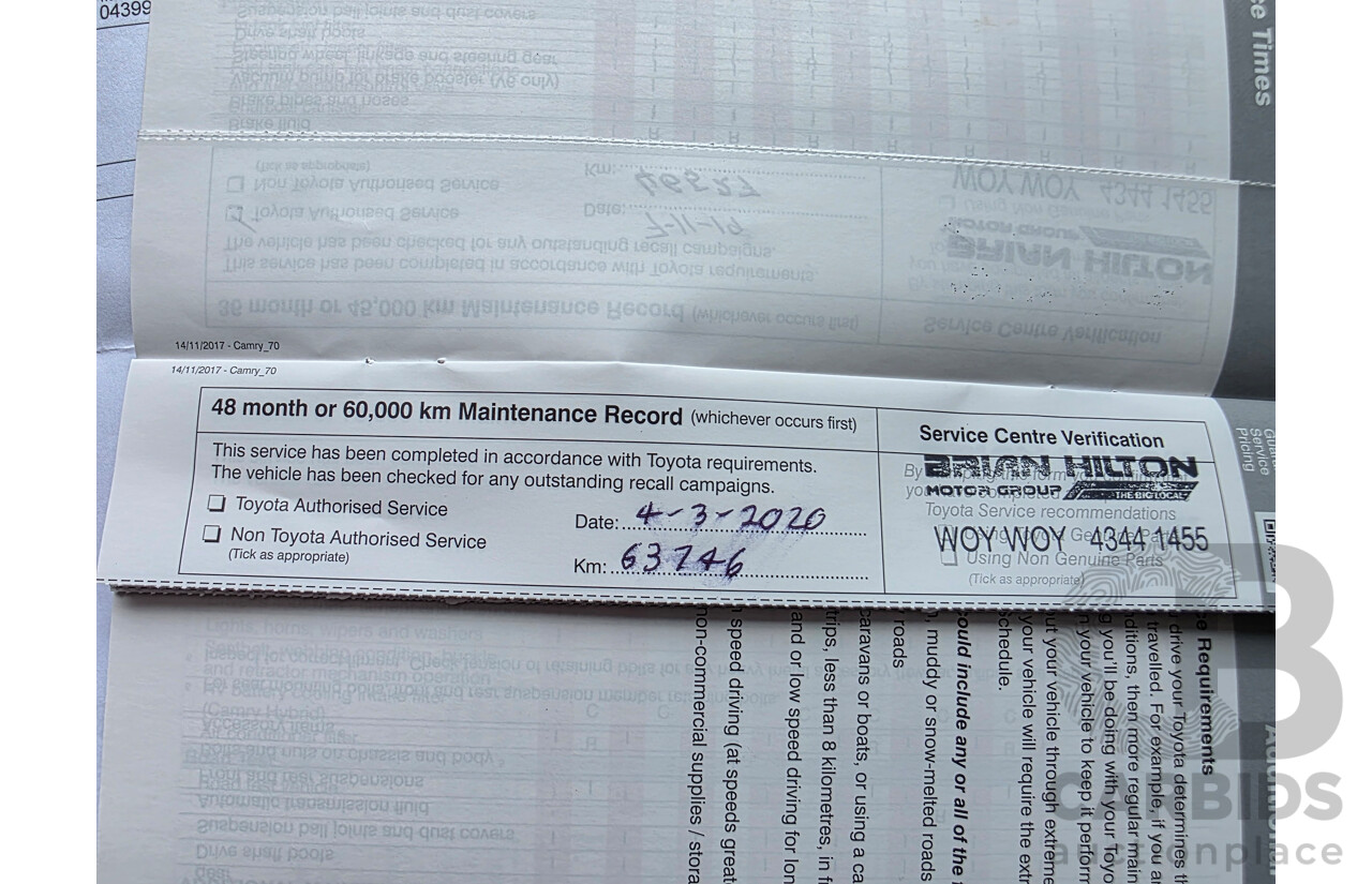 08/2018 Toyota Camry Ascent ASV70R 4D Sedan Dark Blue Mica 2.5L