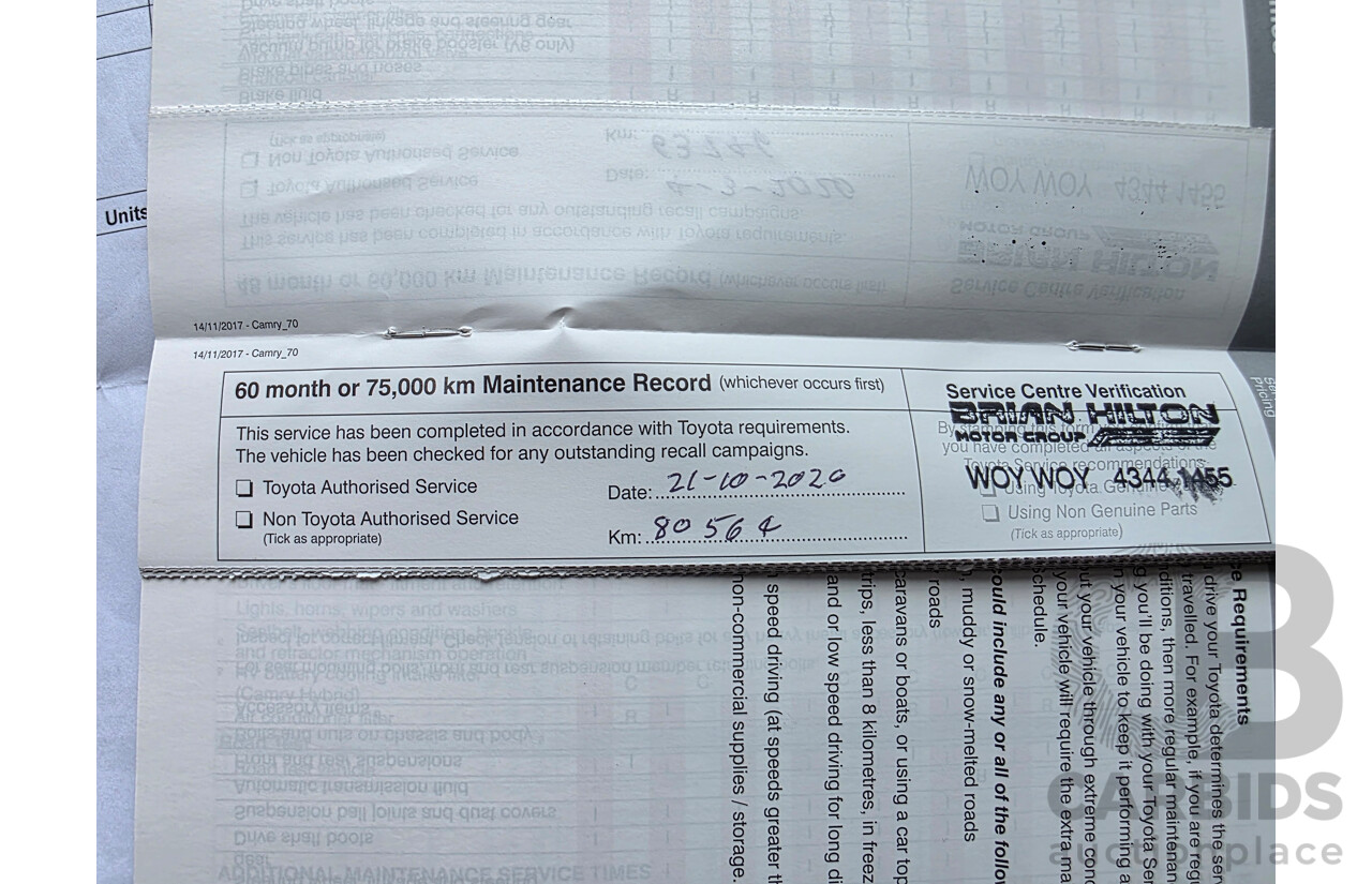 08/2018 Toyota Camry Ascent ASV70R 4D Sedan Dark Blue Mica 2.5L