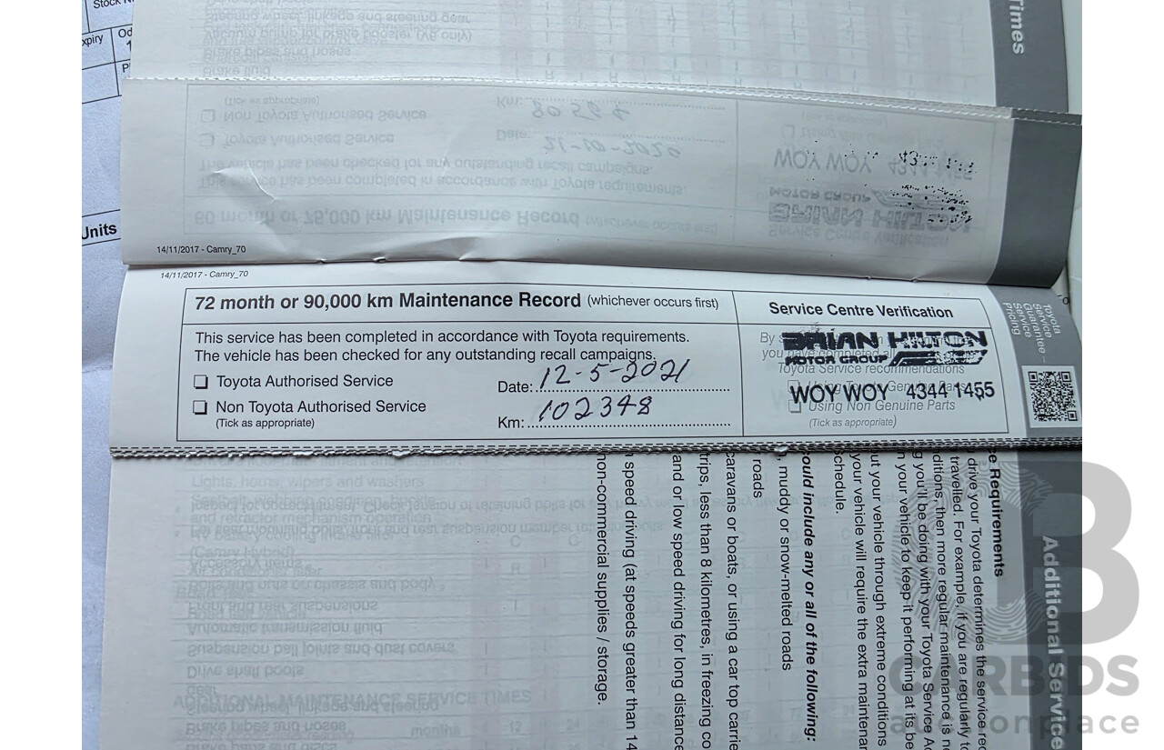 08/2018 Toyota Camry Ascent ASV70R 4D Sedan Dark Blue Mica 2.5L