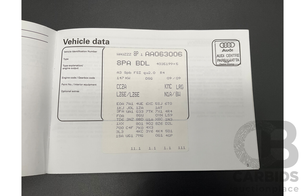 12/2009 Audi A3 Sportback 2.0 TFSI Quattro AMB 8P MY10 5d Hatchback Deep Green Pearl Turbo 2.0L