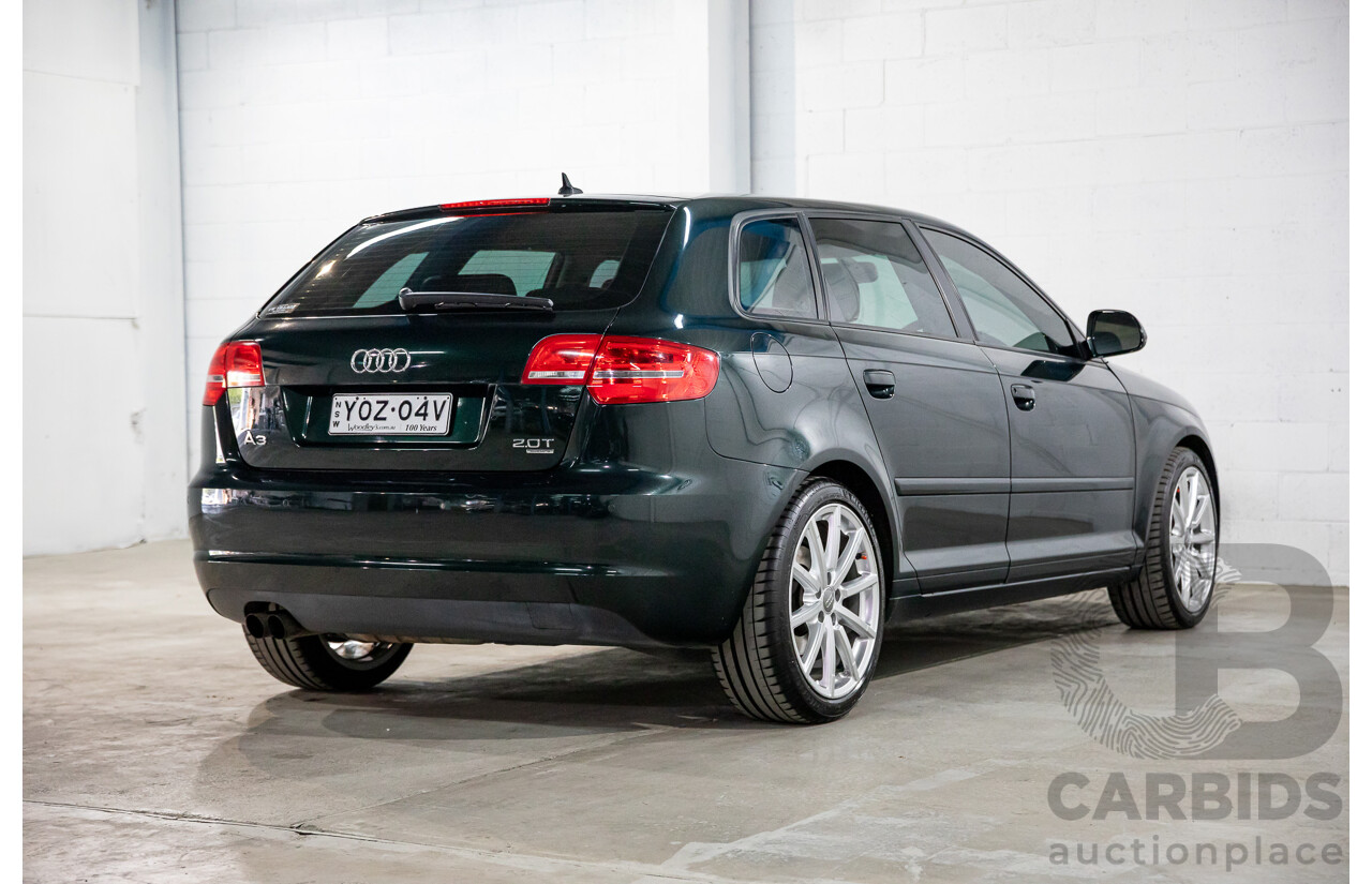12/2009 Audi A3 Sportback 2.0 TFSI Quattro AMB 8P MY10 5d Hatchback Deep Green Pearl Turbo 2.0L
