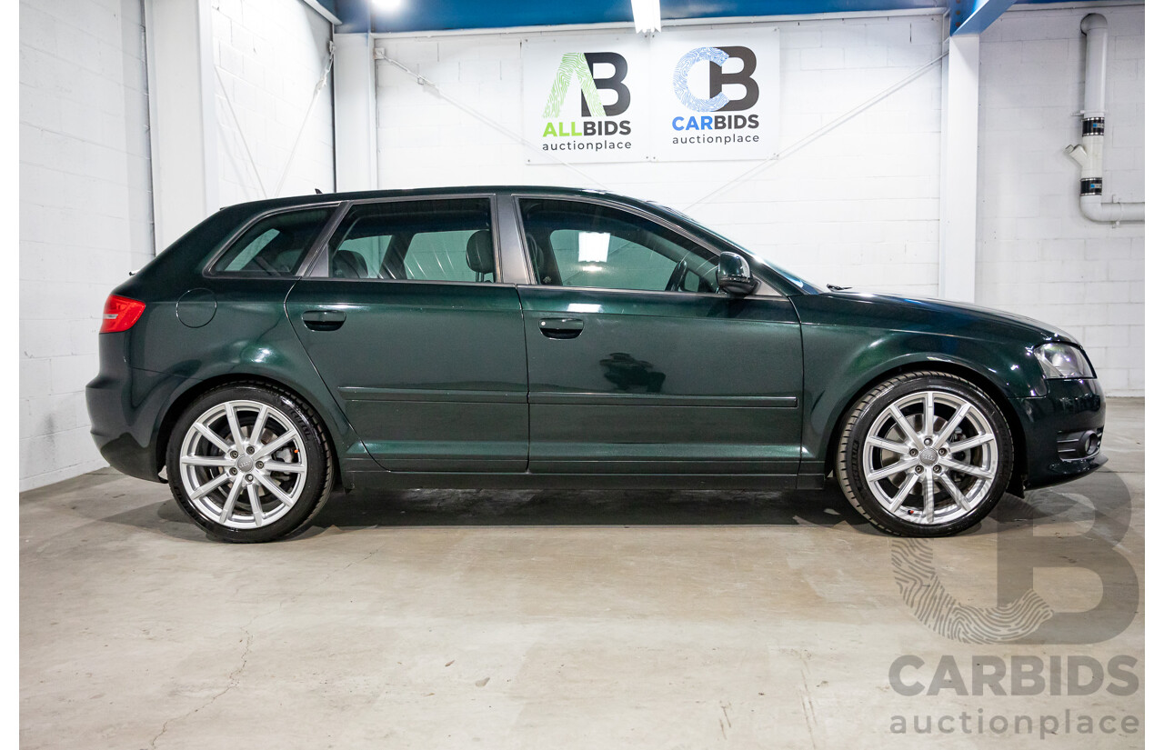 12/2009 Audi A3 Sportback 2.0 TFSI Quattro AMB 8P MY10 5d Hatchback Deep Green Pearl Turbo 2.0L