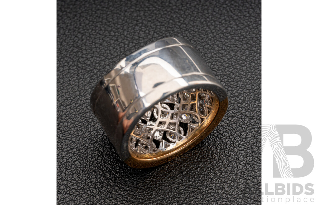 BRAND NEW - 18ct White/rose Gold Diamond Set Band, TDW 2.10ct, Size O, 16.90 Grams