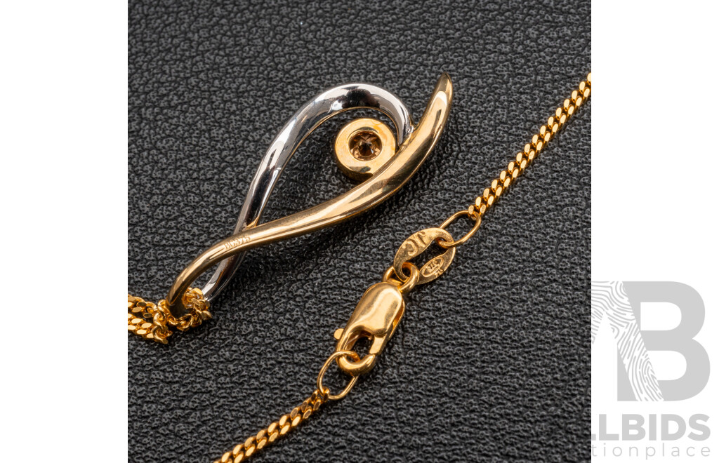 BRAND NEW - 9ct Australian 0.20ct Chocolate Diamond 'Desert Pea' Pendant, Est TDW 0.50ct, on 9ct Curb Link Necklace, 45cm, 4.41 Grams