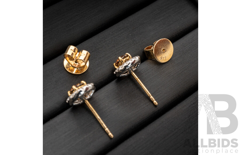 BRAND NEW - 18ct Australian Chocolate Diamonds Two Way Halo Stud Earrings, 5005, TDW 1.0ct, 8mm, 2.67 Grams