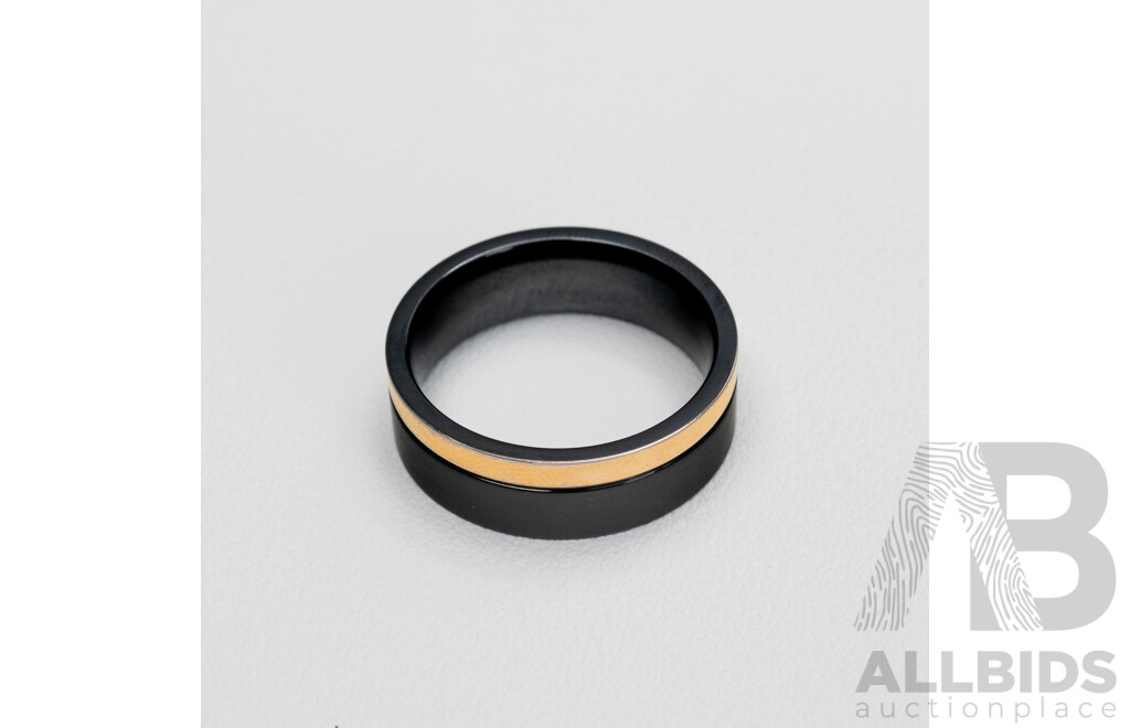 BRAND NEW - Blaze Titanium/Rose Gold Plated Mens Ring, Size U1/2