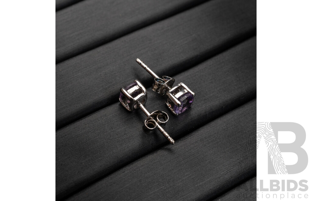 BRAND NEW - Sterling Silver Amethyst Stud Earrings, 5.0mm, 1.05 Grams