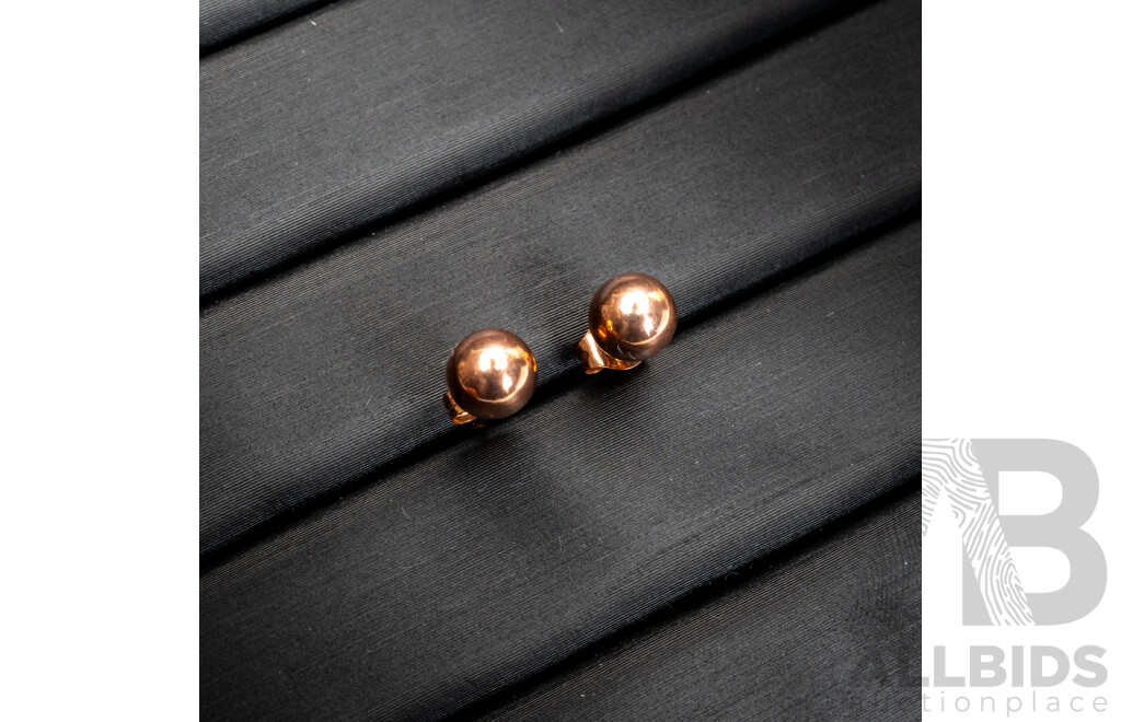 BRAND NEW - 9ct Rose Gold Euro Ball Stud Earrings, 5mm, 0.21 Grams