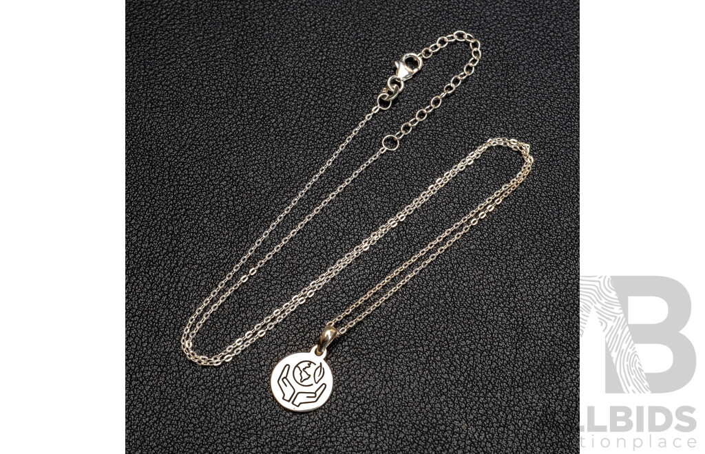 BRAND NEW - 'The Earth is in Our Hands' Sterling Silver Pendant & Necklace, 2.47 Grams