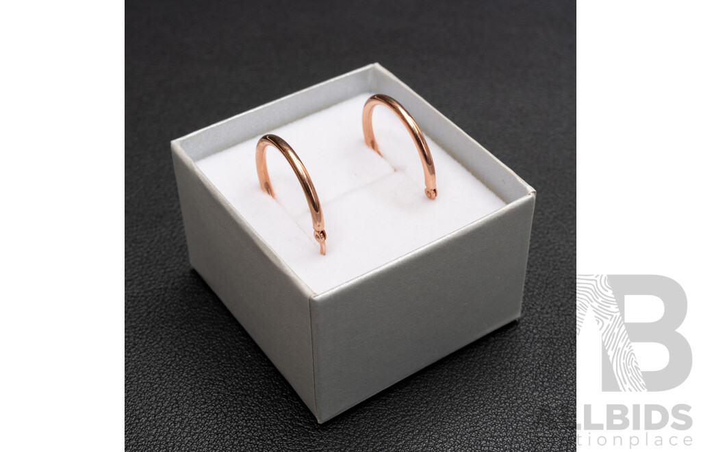 BRAND NEW - 9ct Rose Gold Hoop Earrings, 22mm, 0.93 Grams
