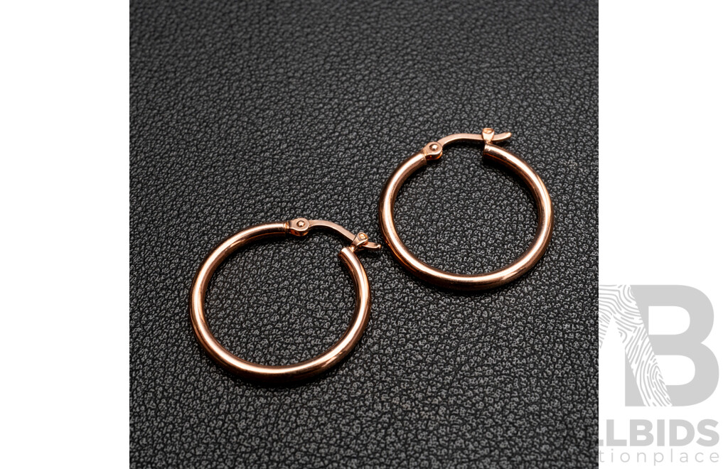 BRAND NEW - 9ct Rose Gold Hoop Earrings, 22mm, 0.93 Grams