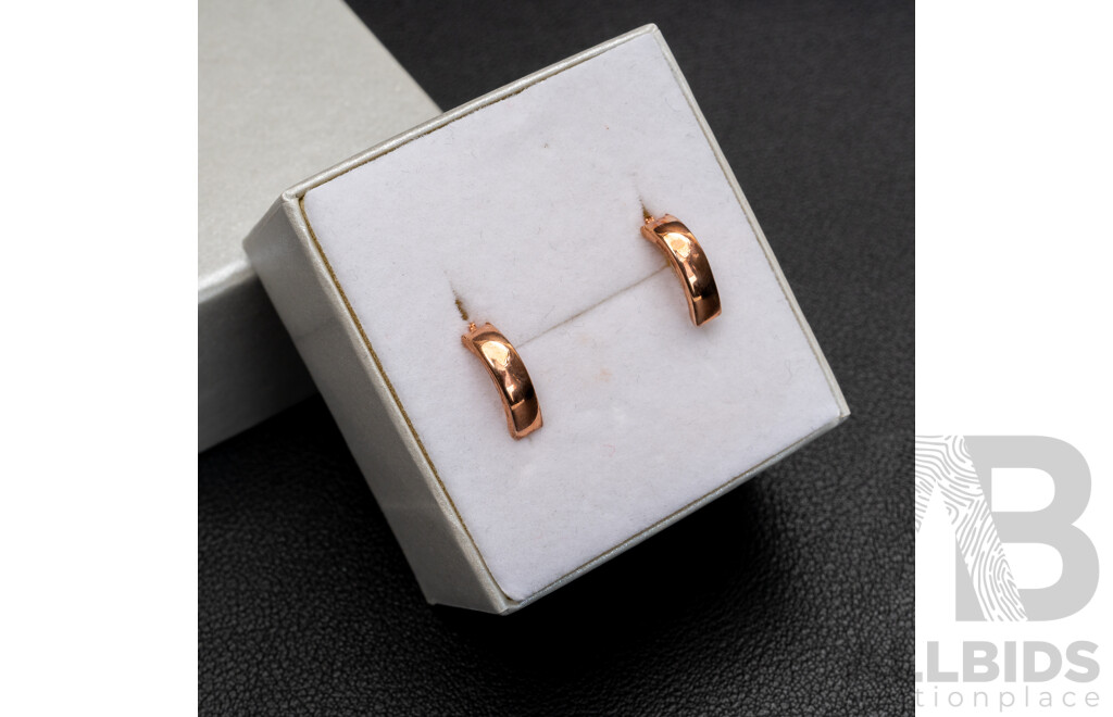 BRAND NEW - Sterling Silver Rose Gold Plated Hoop Earrings, 12mm, 0.89 Grams