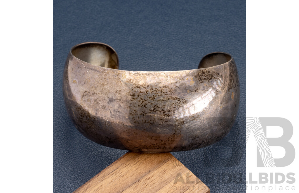 Vintage Sterling Silver Domed Cuff Bangle, 64mm, 40.05 Grams