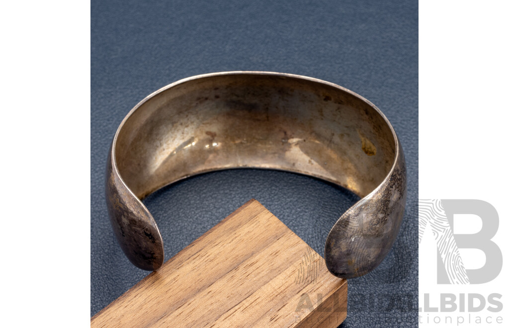 Vintage Sterling Silver Domed Cuff Bangle, 64mm, 40.05 Grams