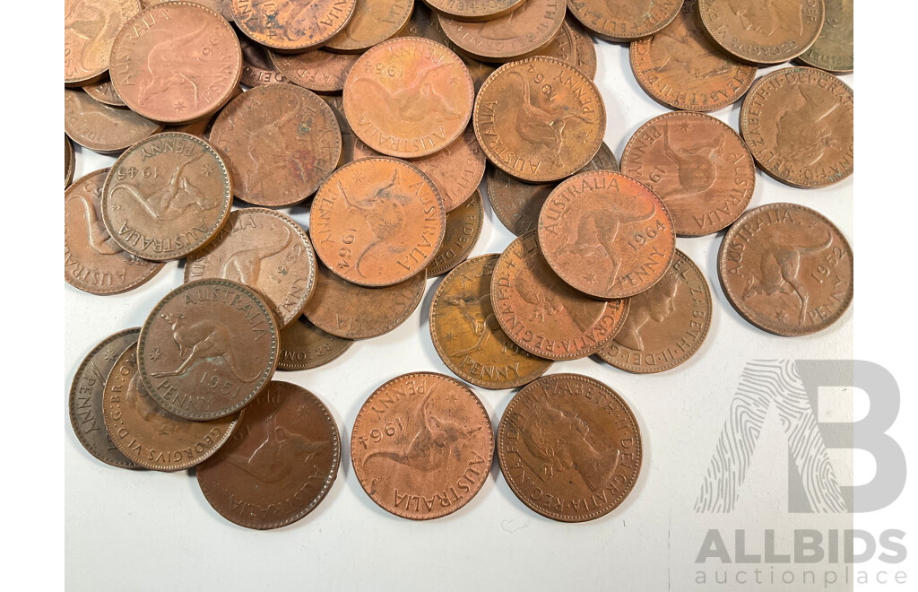Collection of Australian KGVI/QE2 Pennies Spanning 1951 to 1964