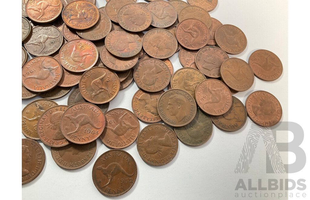 Collection of Australian KGVI/QE2 Pennies Spanning 1951 to 1964