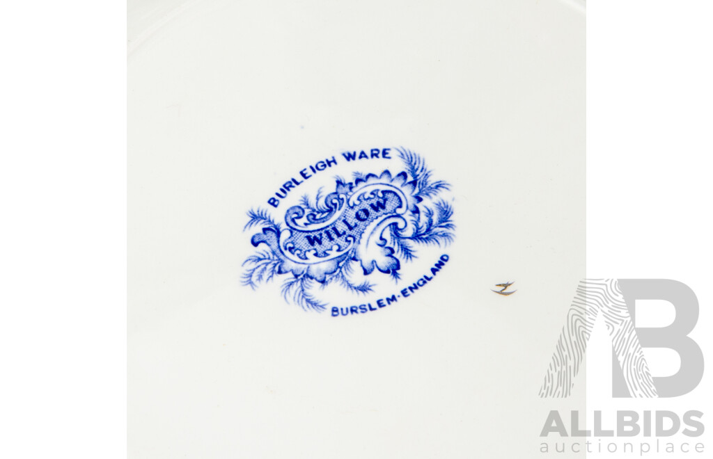 Vintage Blue and White Willow Pattern Burleigh Ware 45 Piece Dinner Service