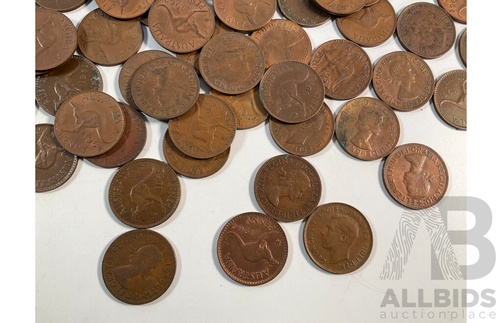 Collection of Australian KGVI/QE2 Pennies Spanning 1951 to 1964
