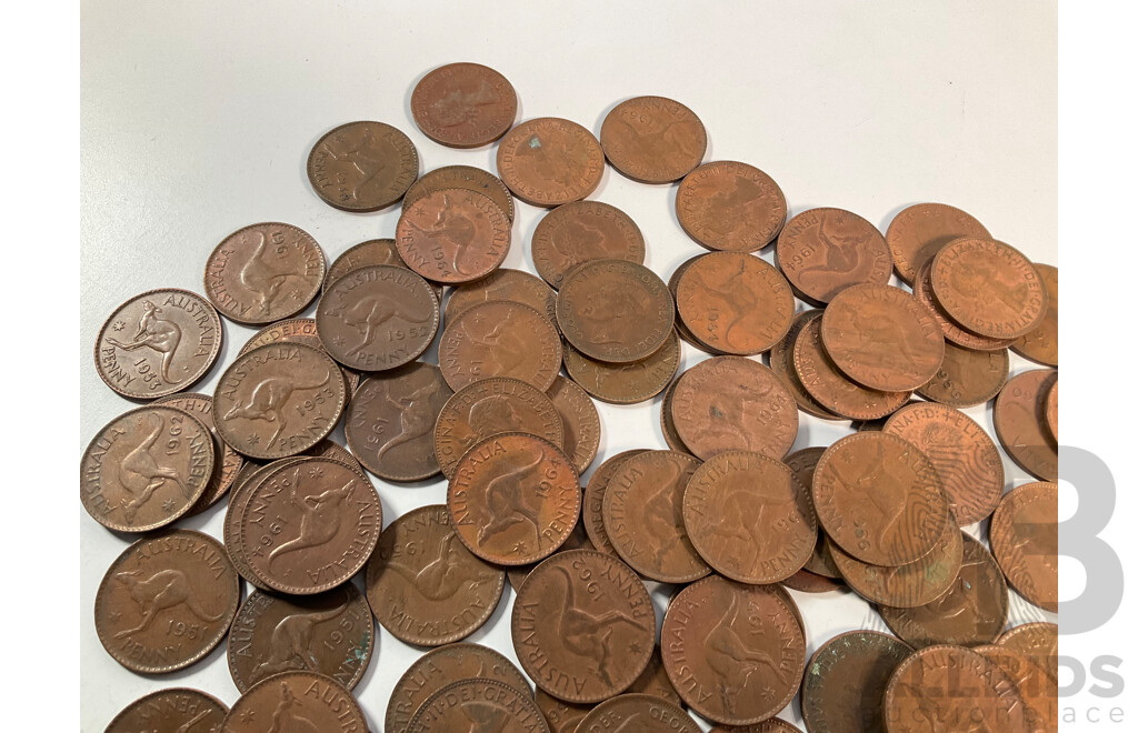 Collection of Australian KGVI/QE2 Pennies Spanning 1951 to 1964