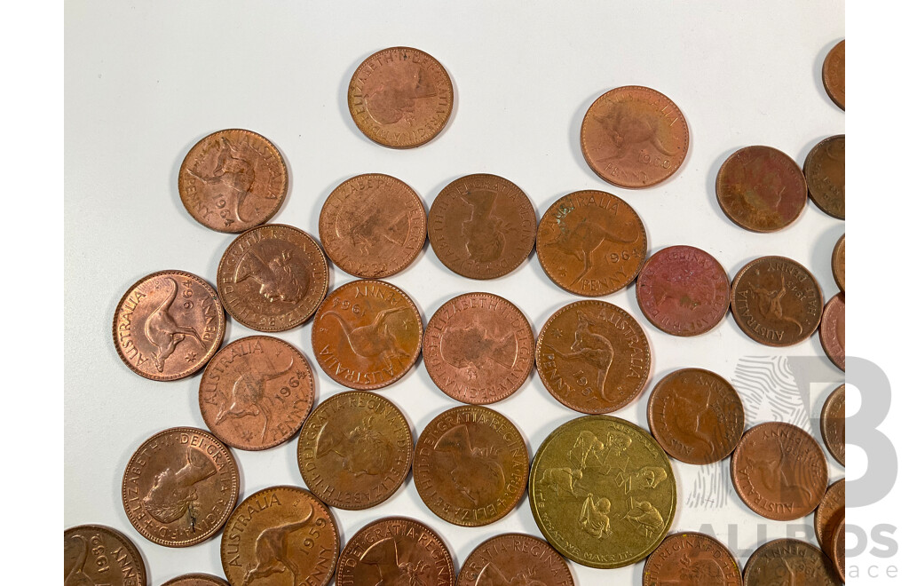 Collection of Australian KGVI/QE2 Pennies and Half Pennies Spanning 1942 to 1964