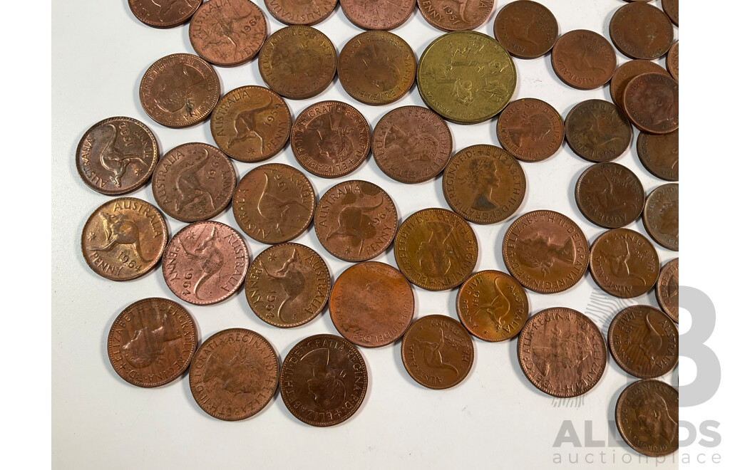 Collection of Australian KGVI/QE2 Pennies and Half Pennies Spanning 1942 to 1964