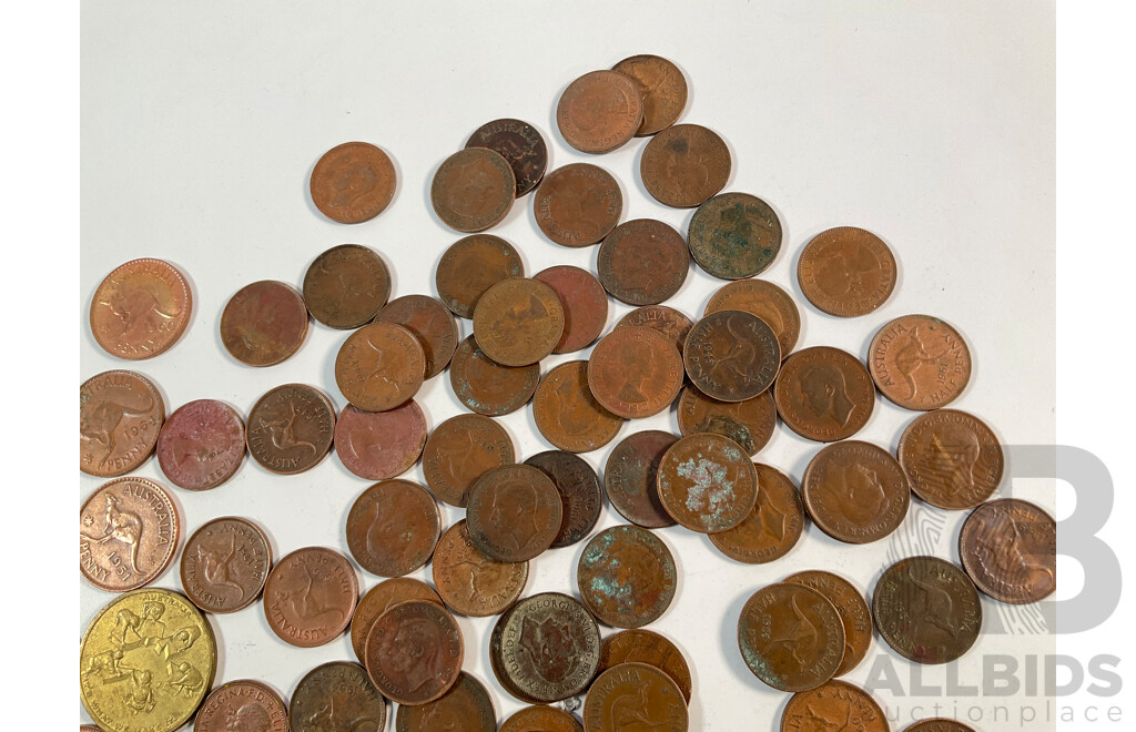 Collection of Australian KGVI/QE2 Pennies and Half Pennies Spanning 1942 to 1964