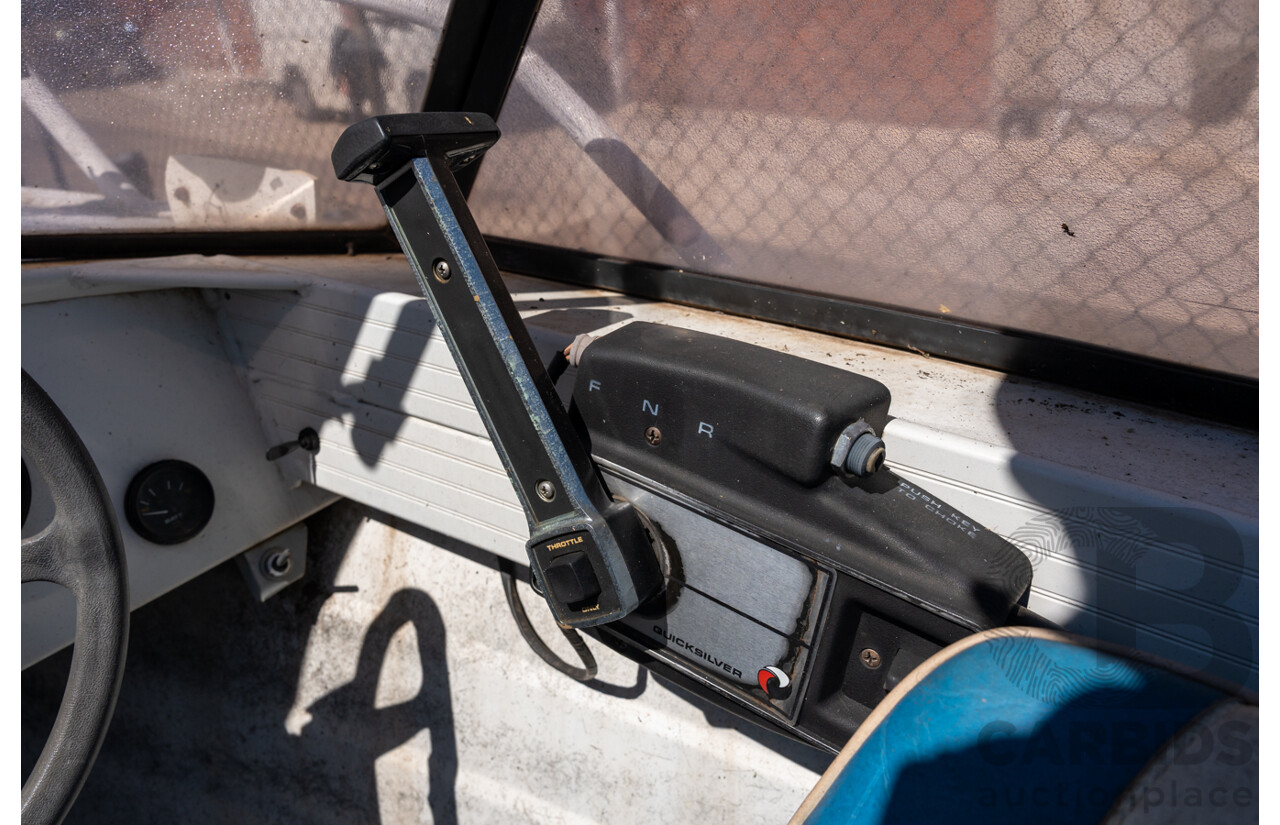 1991, Quintrex Fishabout Aluminum Runabout with 50 HP Mercury Blueband Outboard Motor and Water Snake Electric Trolling Motor on Bow