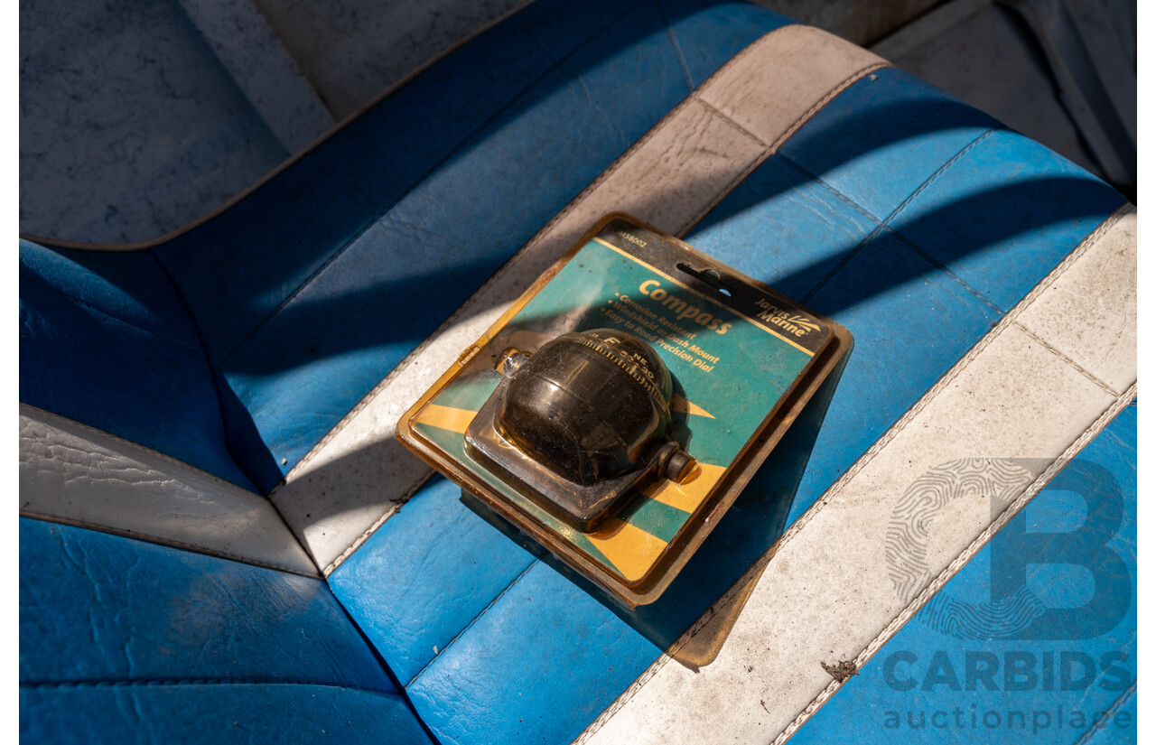 1991, Quintrex Fishabout Aluminum Runabout with 50 HP Mercury Blueband Outboard Motor and Water Snake Electric Trolling Motor on Bow