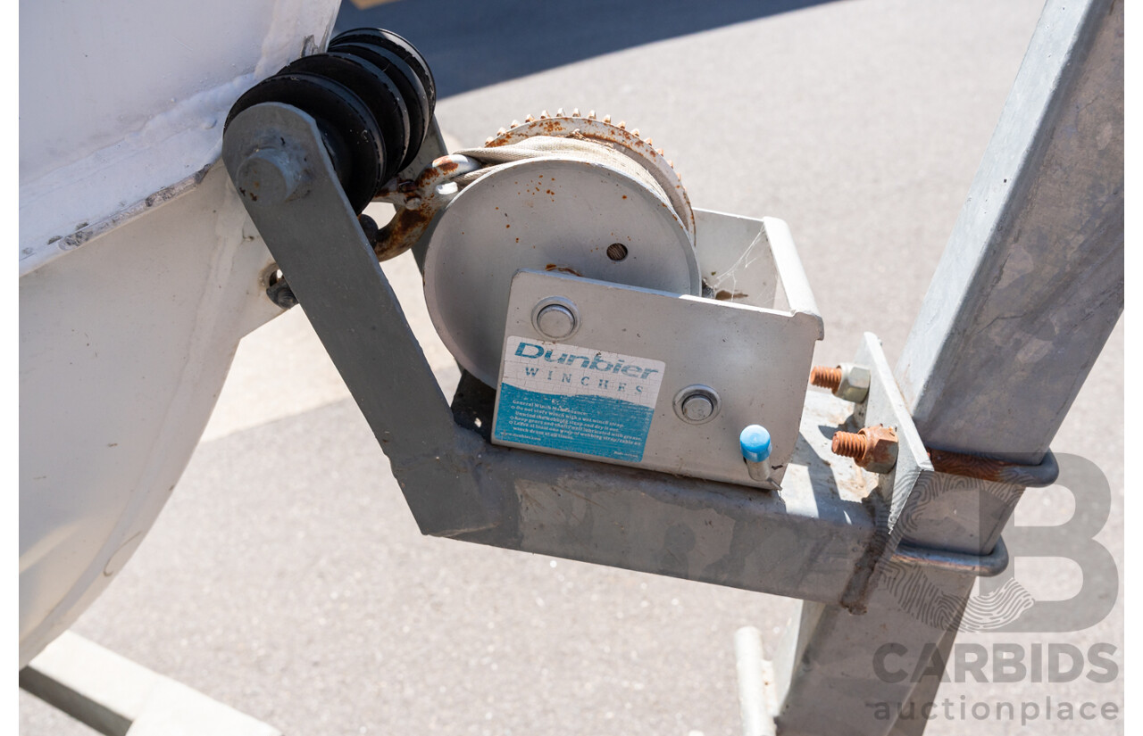 1991, Quintrex Fishabout Aluminum Runabout with 50 HP Mercury Blueband Outboard Motor and Water Snake Electric Trolling Motor on Bow