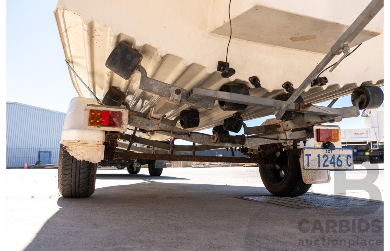 1991, Quintrex Fishabout Aluminum Runabout with 50 HP Mercury Blueband Outboard Motor and Water Snake Electric Trolling Motor on Bow