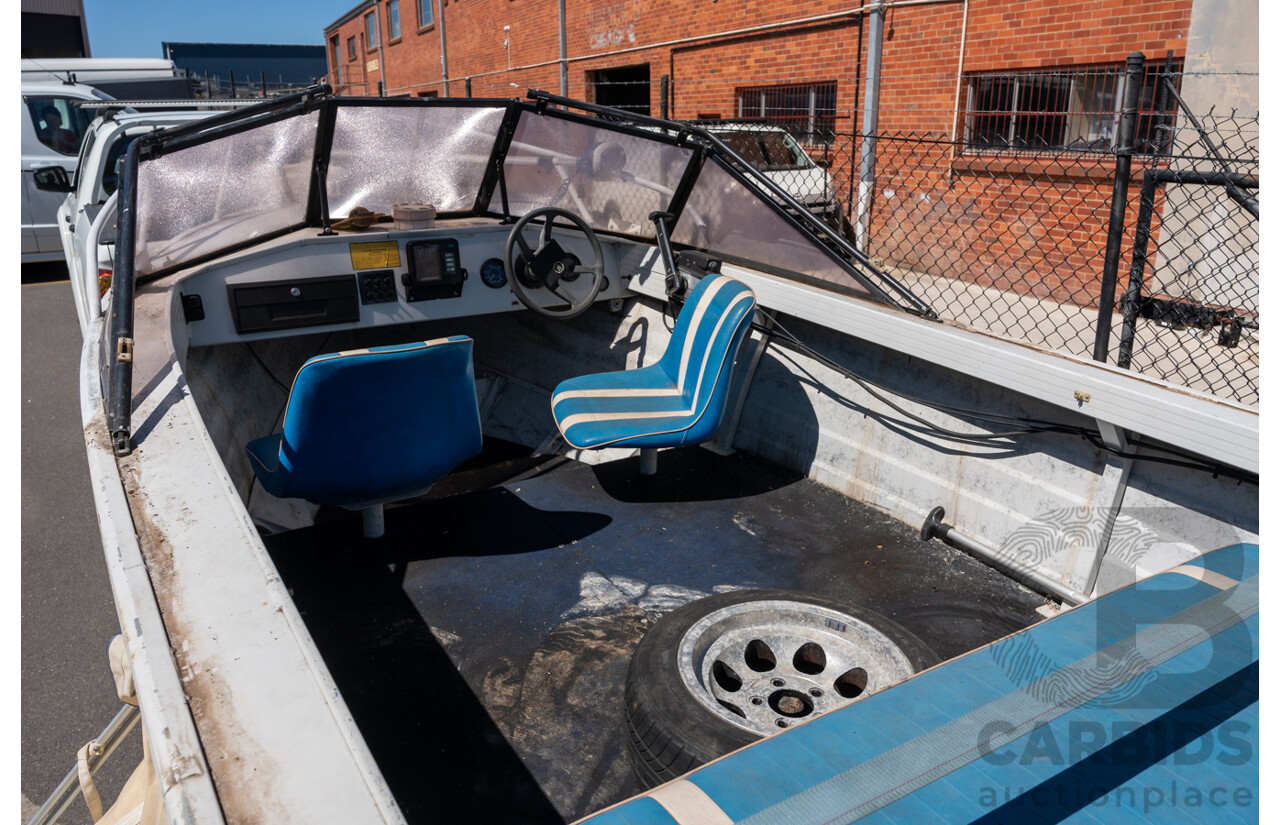 1991, Quintrex Fishabout Aluminum Runabout with 50 HP Mercury Blueband Outboard Motor and Water Snake Electric Trolling Motor on Bow