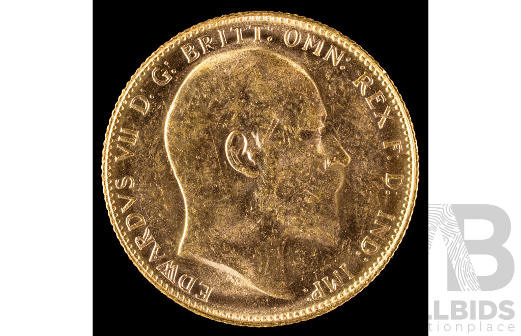 Downie's Prestige Four Australian Gold Sovereign Coin Collection Including QV 1900, KEVII 1908, KGV 1918 and 1930, All Perth Mint .916
