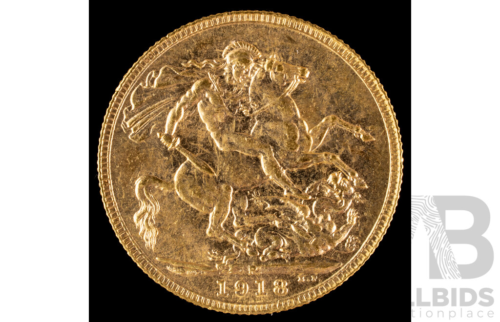 Downie's Prestige Four Australian Gold Sovereign Coin Collection Including QV 1900, KEVII 1908, KGV 1918 and 1930, All Perth Mint .916