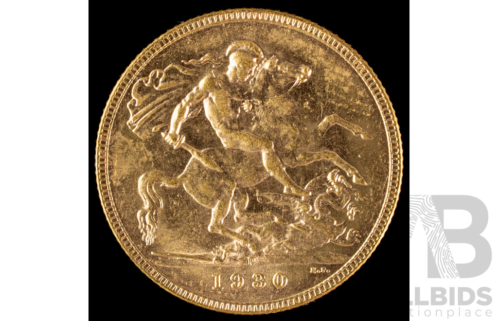 Downie's Prestige Four Australian Gold Sovereign Coin Collection Including QV 1900, KEVII 1908, KGV 1918 and 1930, All Perth Mint .916