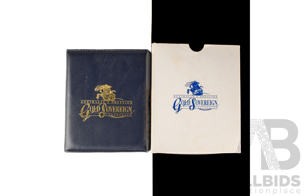 Downie's Prestige Four Australian Gold Sovereign Coin Collection Including QV 1900, KEVII 1908, KGV 1918 and 1930, All Perth Mint .916