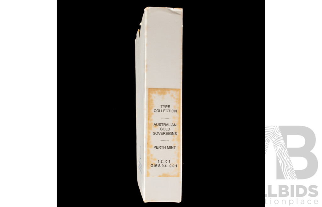 Downie's Prestige Four Australian Gold Sovereign Coin Collection Including QV 1900, KEVII 1908, KGV 1918 and 1930, All Perth Mint .916