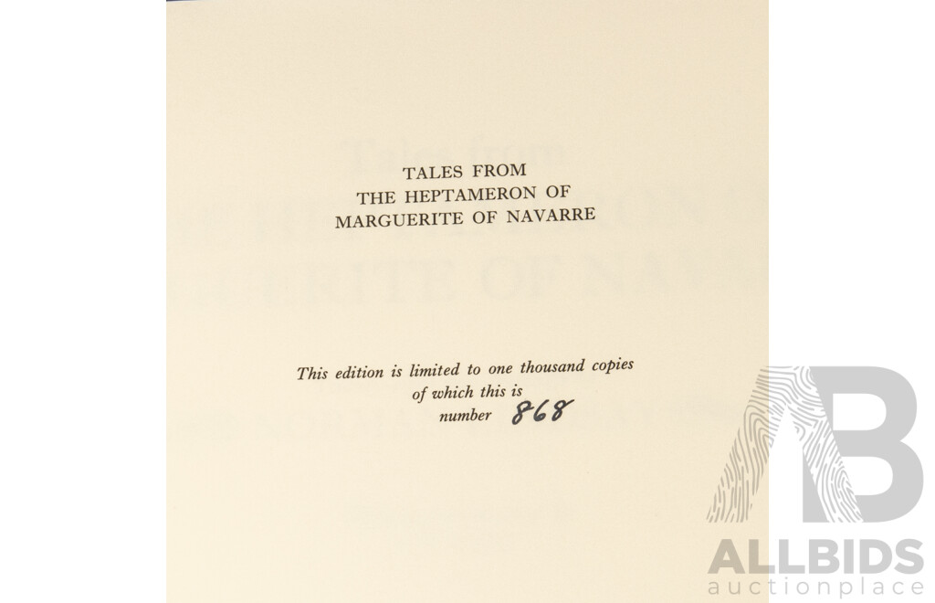 Limited Edition 868 of 1000, Tales From the Heptameron of Marguerite of Navarre, Illustrated by Norman Lindsay, Melbourne University Press, 1976, Hardcover with Dust Jacket in Box
