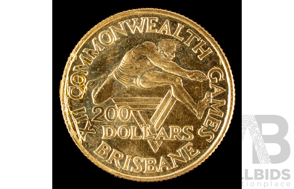 Australian RAM 1982 Gold Two Hundred Dollar Coin, XII Commonwealth Games .916