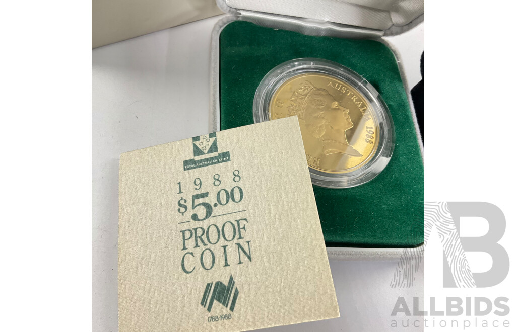 Australian RAM 1988 Silver Proof Two Dollar Coin and Proof Five Dollar Coin