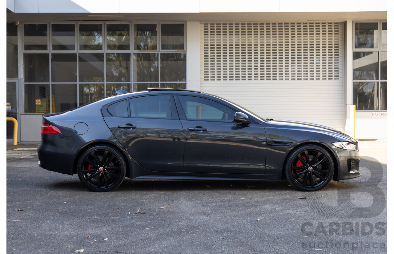 03/2018 Jaguar XE S 35t (280kW RWD) MY18 4d Sedan Carpathian Grey Metallic Supercharged V6 3.0L