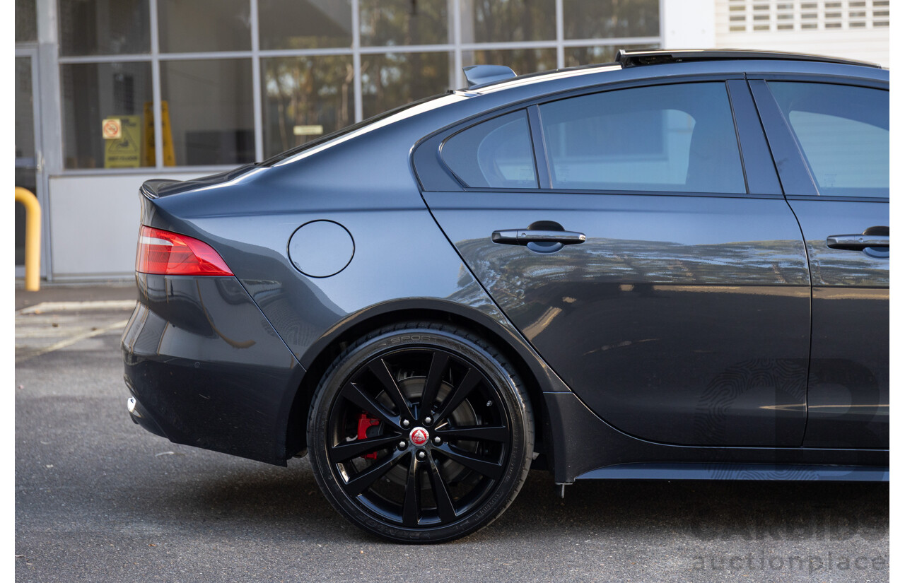 03/2018 Jaguar XE S 35t (280kW RWD) MY18 4d Sedan Carpathian Grey Metallic Supercharged V6 3.0L