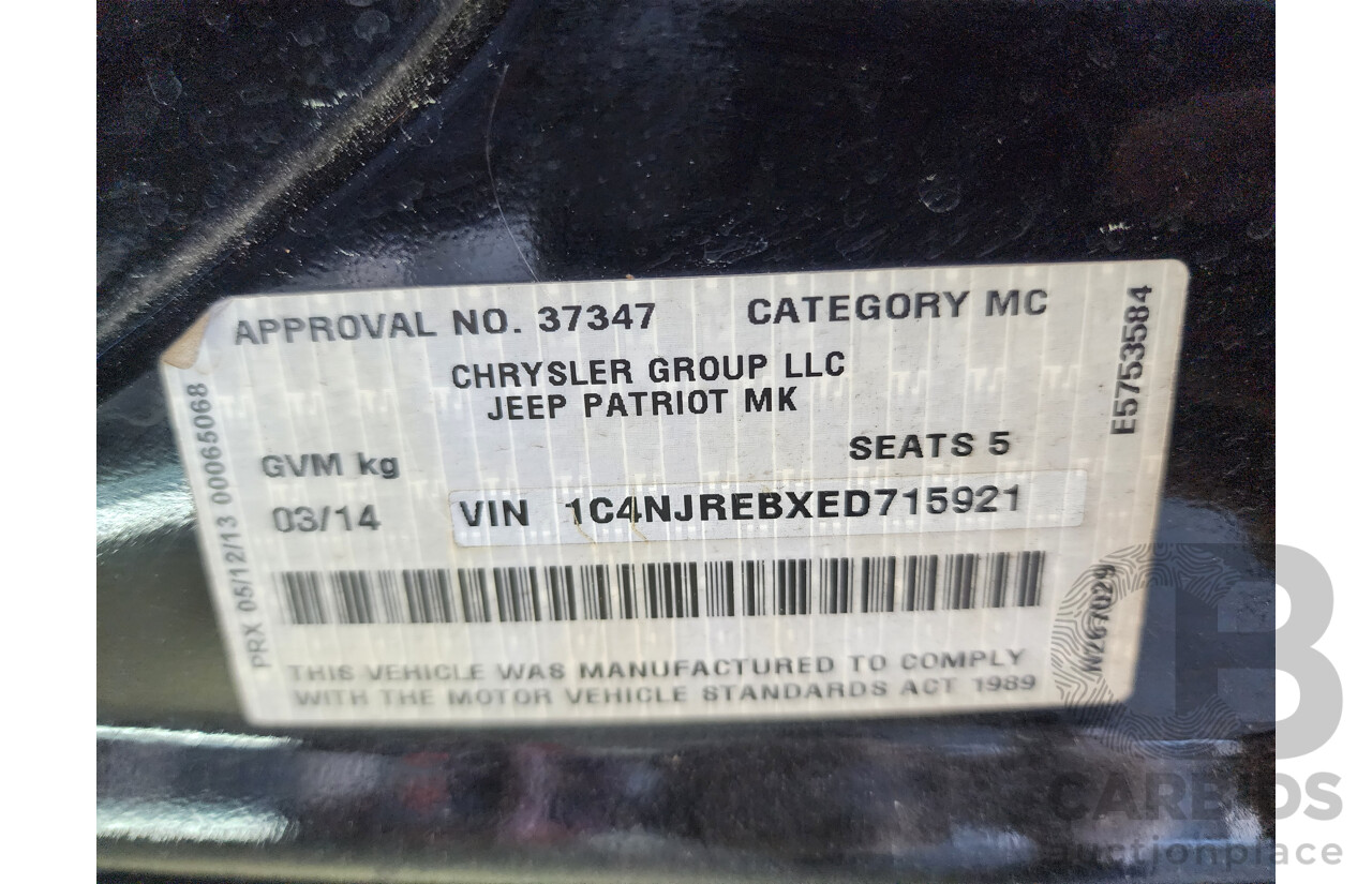 3/2014 Jeep Patriot Limited (4x4) MK MY14 4d Wagon Black 2.4L