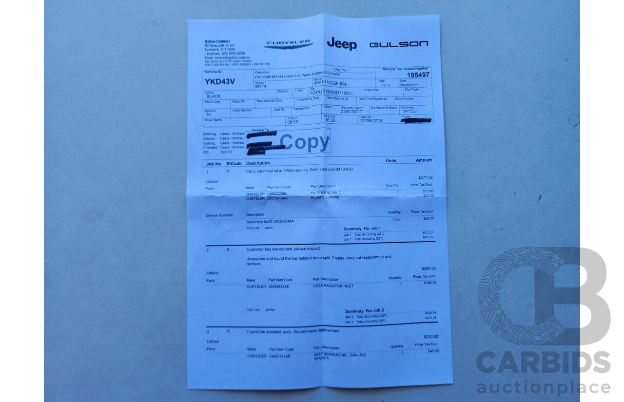 3/2014 Jeep Patriot Limited (4x4) MK MY14 4d Wagon Black 2.4L