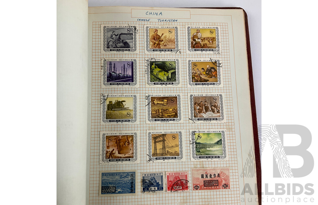 Album of Antique and Vintage International Stamps Including Australian Predecimal/Colonial, New Zealand, Austria, Belgium, Canada, China, Denmark, France, Germany, Britain, Holland, Japan, USA and More