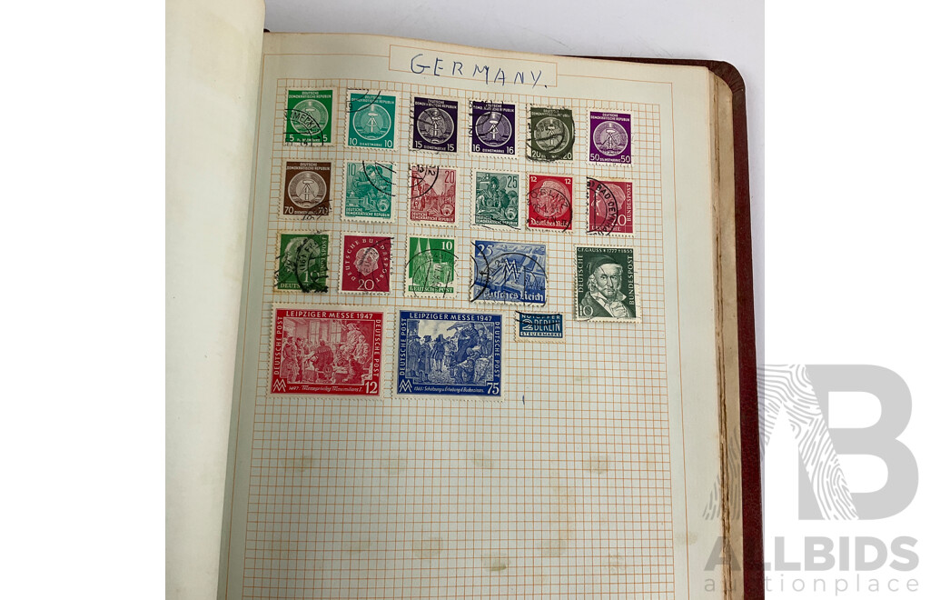 Album of Antique and Vintage International Stamps Including Australian Predecimal/Colonial, New Zealand, Austria, Belgium, Canada, China, Denmark, France, Germany, Britain, Holland, Japan, USA and More
